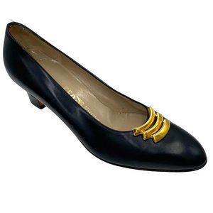 Vintage Salvatore Ferragamo Saks Fifth Ave women's 7.5AA black heels dress shoes
